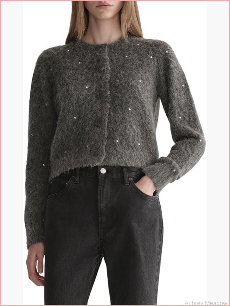 Women's Cardigan - Cozy Alpaca Wool Blend Long Sleeve Crew Neck